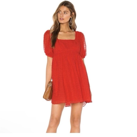 L'Academie Red Mini Dress Babydoll Romance - Picture 3 of 6